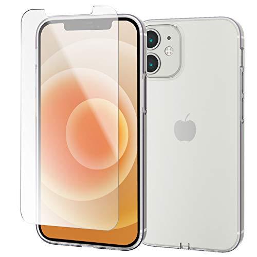 ケース・フィルムセット エレコム iPhone 12 mini ソフトケース Qi充電対応 極み ガ...