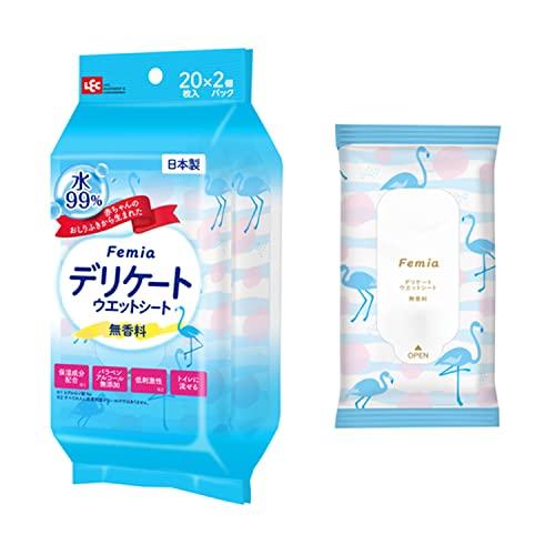 レック(LEC) 女性用 デリケート ウェットシート Femia 20枚入×2個 (無香料) トイレ...