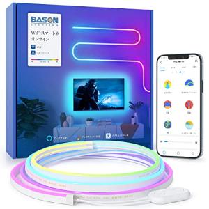 BASON ネオンライト Alexa/Google対応 EL蛍光チューブ管 防水RGBIC LEDテープライト 自己設計可能&色認識可能 プラグ｜riiccoo-stor