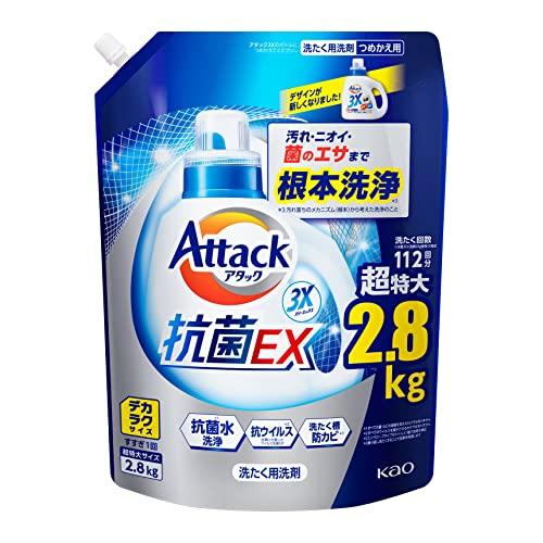 デカラクサイズ アタック抗菌EX 洗濯洗剤 液体 汚れ・臭い・菌のエサまで根本洗浄 詰替え用 280...