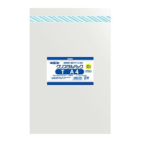 シモジマ ヘイコー 透明 OPP袋 クリスタルパック テープ付 ボディタイプ A4 100枚 T-A...