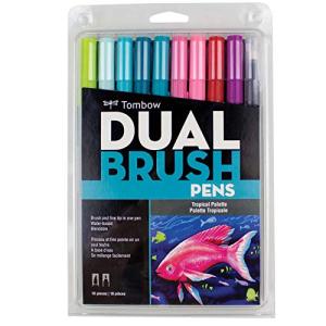 トンボ鉛筆 筆ペン デュアルブラッシュペン ABT 10色セット トロピカル AB-T10CTR｜riiccoo-stor