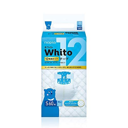 【テープ Sサイズ】ネピアWhito 12時間タイプ (4~8Kg)60枚 単品