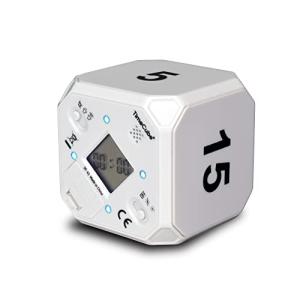 TimeCube Plus プリセット タイマー LEDライト4つ/アラーム付き 時間の管理用 カウントダウン設定 (ホワイト - 5分 15分