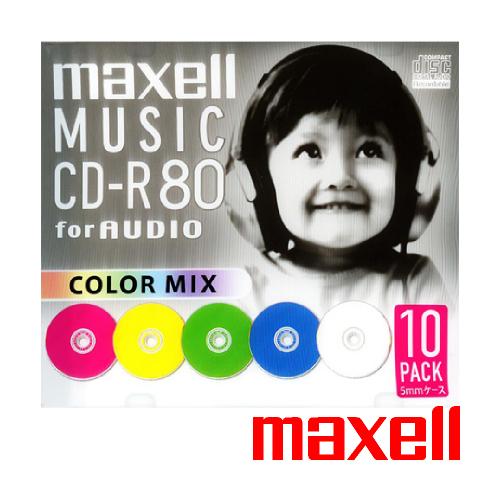CD-R cd-r 音楽用 10枚パック 5mmスリムケース入り カラーレーベル CDRA80MIX...
