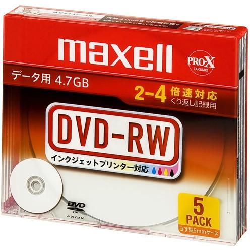 DVD-RW dvd-rw 繰り返し記録データ用 片面4.7GB 5枚パック 2〜4倍速対応 インク...