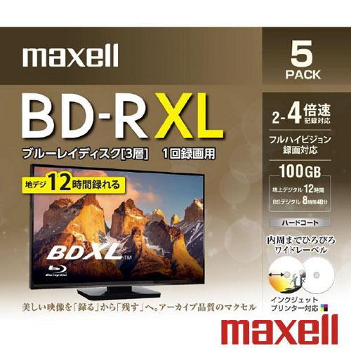 ブルーレイディスク BD-R XL 1回録画用 3層 100GB 2〜4倍速対応 5枚パック フルハ...