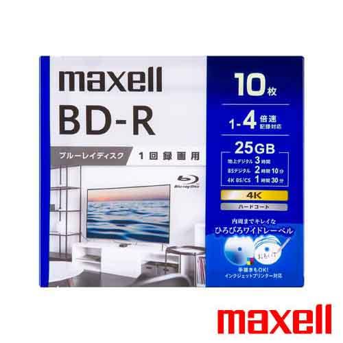 ブルーレイディスク 1回録画用 10枚パック BD-R 25GB 1層 1〜4倍速対応 4K対応 ひ...