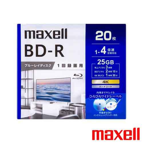 ブルーレイディスク 1回録画用 20枚パック BD-R 25GB 1層 1〜4倍速対応 4K対応 ひ...