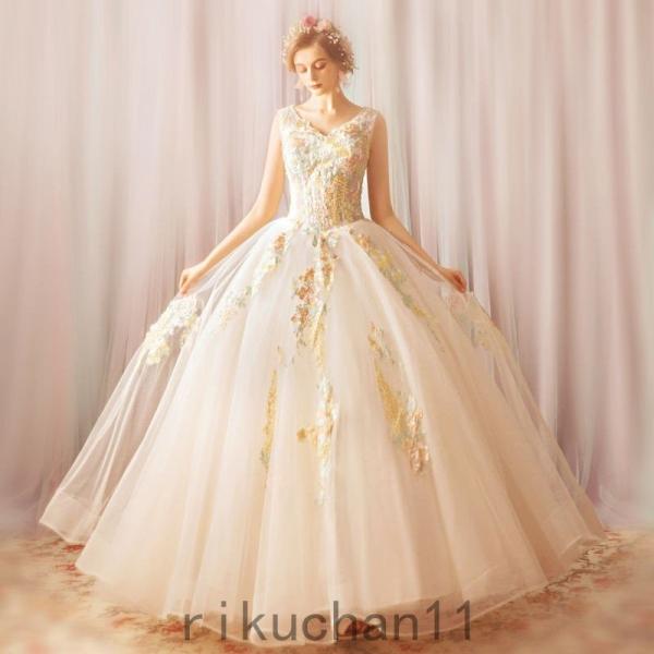 ウエディングドレス ノースリーブ ブライダルドレス 上品な 花嫁ドレス オシャレ レディース 素敵な...