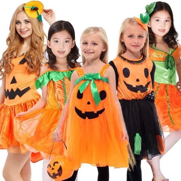 ハロウィン 衣装 子供 かぼちゃ キッズ 女の子 ワンピース コスチューム 子供用 かぼちゃ コスプ...