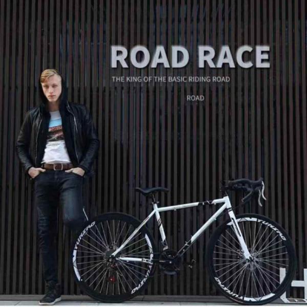 ロードバイク レーサー 変速付き ソリッドタイヤ フリー/固定ギア 人気モデル 超高速 超軽量 ディ...