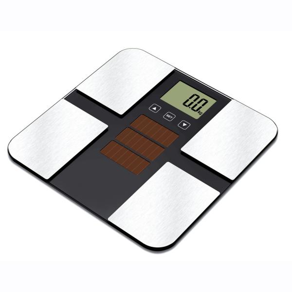 《美しいステンレス ＆ 強化ガラス製トップのデザイン》丸隆 ソーラー体重体組成計MA-630-N