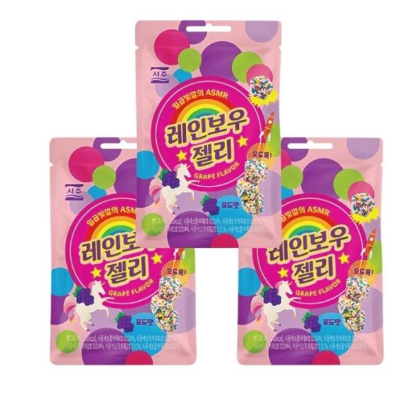【3袋セット】ソジュ レインボーグミ 46g ぶどう味 韓国グミ ASMR YouTube モッパン...