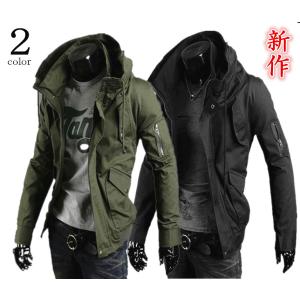 [セール](対応可)ライダースジャケット メンズ ミリタリー　ジップアップ