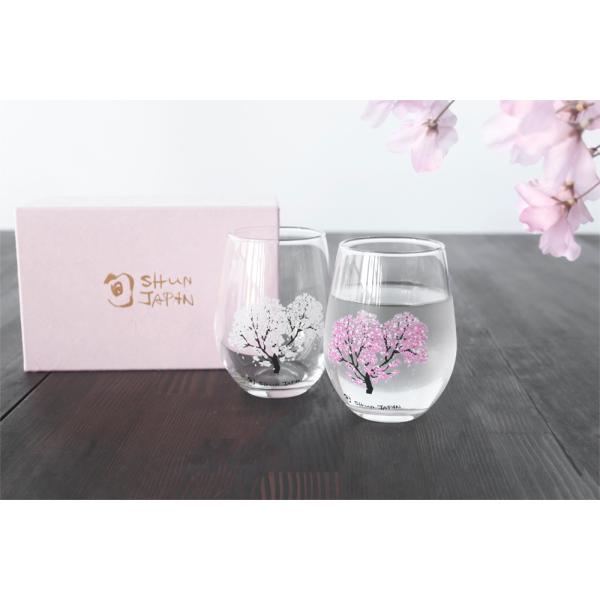 送料無料 お中元あすつく 温度をデザイン桜が満開冷感桜 フリーグラスペアセット丸モ高木陶器お酒おしゃ...