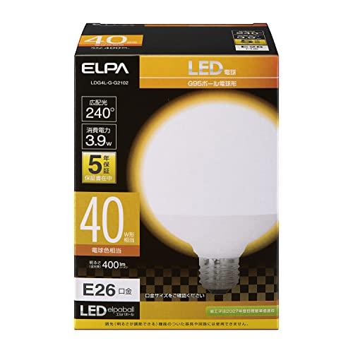 エルパ (ELPA) LED電球 ボール球形 G95 (口金E26 / 40W形 / 電球色) 5年...