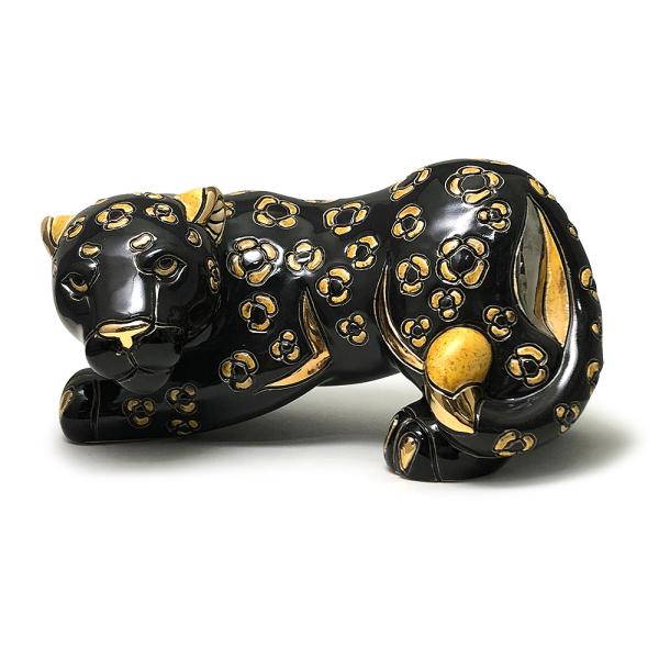 置物 パンサー ぱんさー 豹 ヒョウ ひょう 陶器 送料無料 1021