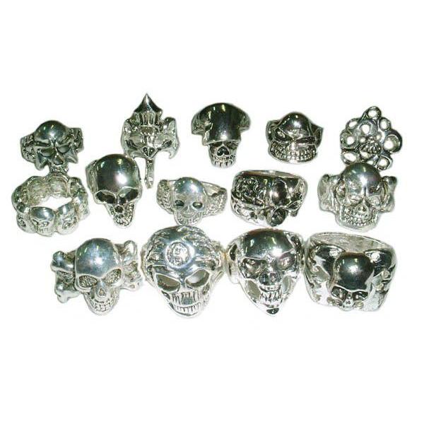 メンズアクセサリー6点セット スカル ガイコツ ロック リング 指輪 ネックレス ストラップ 送料無...