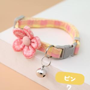 猫 首輪 子猫 子犬 パピー チェック柄 お花...の詳細画像1