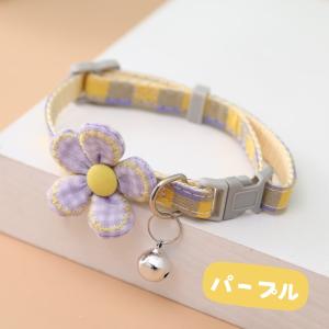 猫 首輪 子猫 子犬 パピー チェック柄 お花...の詳細画像2