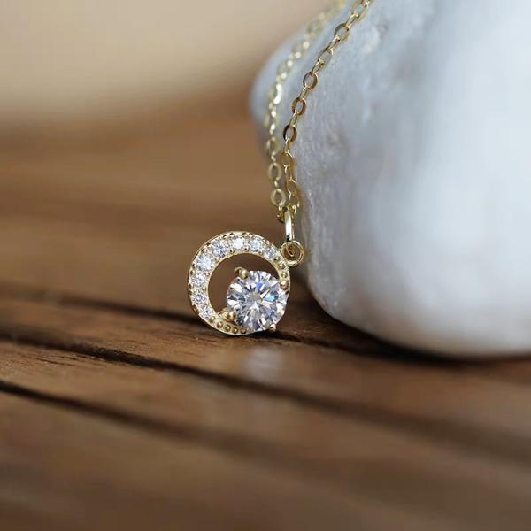 ネックレス 丸 ストーン レディース K18 チェーン ゴールド シルバー 18金 金属アレルギー対...