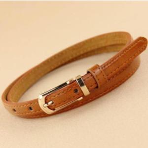 レザーベルト ワンピース ブラウン 細ベルト 人気でオススメ 韓国風 大人イメージ