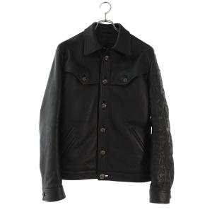 クロムハーツ サイズ:S CLASSIC JEAN LTHR レザークラシックジーン クロスパッチ付カスタムレザージャケット 中古 SJ02