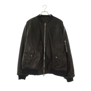 クロムハーツ サイズ:L ON TARGET CHロゴパッチレザーボンバージャケットブルゾン 中古 GZ11