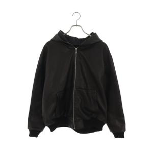 クロムハーツ サイズ:M 英字ロゴパッチダガージップアップパーカーレザーブルゾン 中古 GZ11