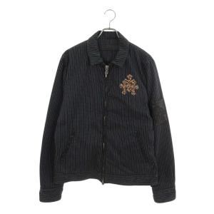 クロムハーツ サイズ:L レザー切替レオパードハラコパッチ付きジャケットブルゾン 中古 SJ02