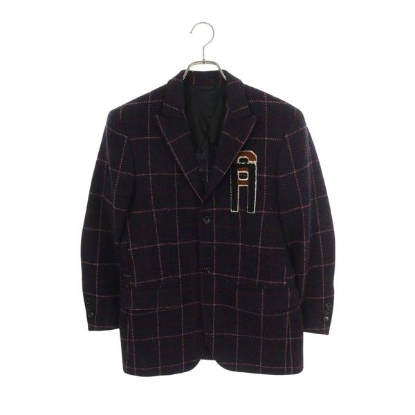ラフシモンズ サイズ:44 17AW ツイードチェックワッペンジャケット 中古 SB01