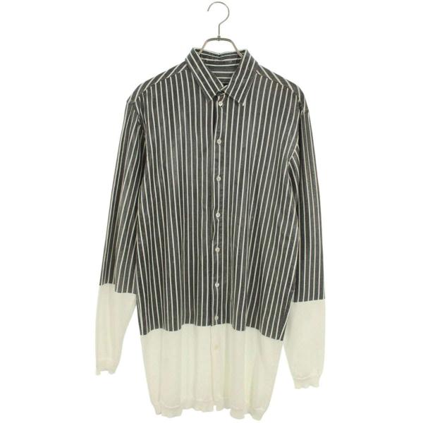ワイプロジェクト サイズ:XXS KNIT SHIRT コーティングストライプ柄ニット長袖シャツ 中...