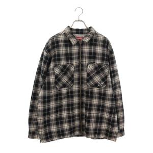 シュプリーム サイズ:L 25AW Thermal Lined Zip Up Flannel Shirt 裏地サーマルチェック柄ジップアップ長袖シャツ 中古 BS99