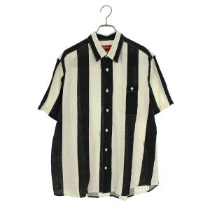 シュプリーム SUPREME 18SS Wide Stripe Shirt サイズ:M ワイドストライプ半袖シャツ 中古 OM10｜rinkan