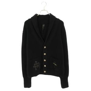 クロムハーツ サイズ:S SWTR M BAIT & TACKLE CARDIGAN クロスレザーパッチクロスボールボタンカーディガン 中古 HJ12