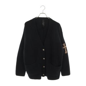 クロムハーツ サイズ:M OVERCAST CARDIGAN ハラコクロスパッチカシミヤニットカーディガン 中古 GZ11