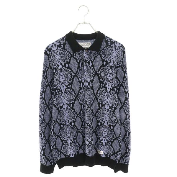 ワコマリア サイズ:S PYTHON KNIT POLO SHIRT シルク混パイソン柄ポロニット ...