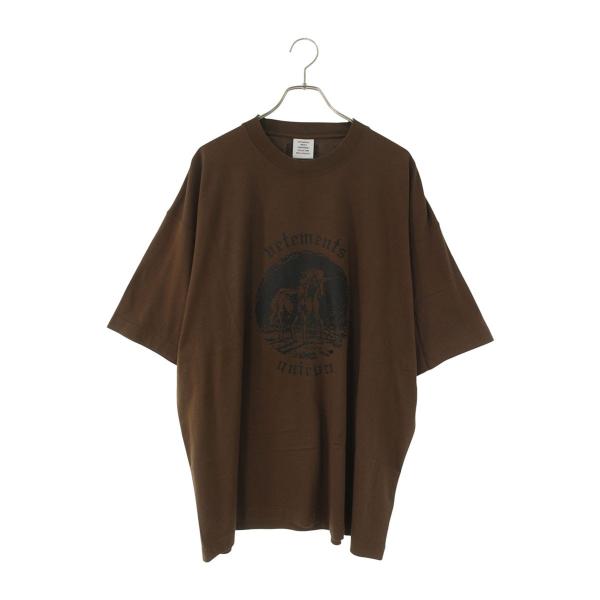 ヴェトモン サイズ:XL 20AW UE52TR200C ユニコーンプリントオーバーサイズTシャツ ...