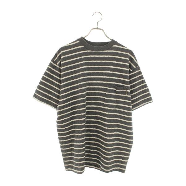 ステューシー サイズ:L 90s OLD 白タグ ジャガードボーダー総柄Tシャツ 中古 BS99