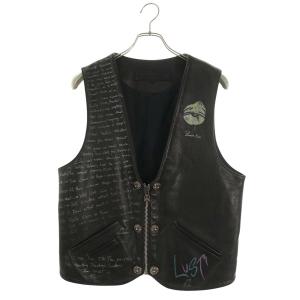 クロムハーツ サイズ:L 6BTN ZIP FRNT VEST MATTY BOYペイントクロスボールボタンレザーベスト 中古 SS07