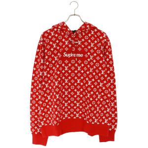 シュプリーム ルイヴィトン パーカー サイズ:XXL 17AW モノグラムボックスロゴプルオーバーパーカー 中古 SB01