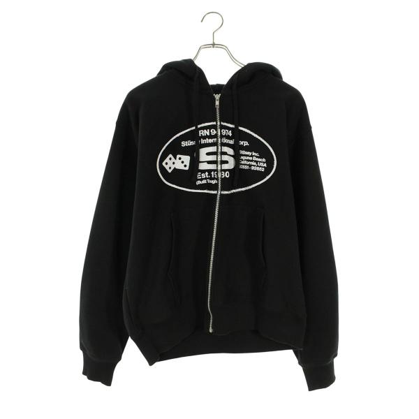 ステューシー サイズ:M OVAL CORP. ZIP HOODIE ジップアップパーカー 中古 B...