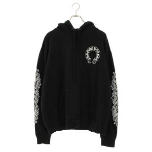 クロムハーツ サイズ:M SWTSHRT HD PLVR プルオーバーパーカー 袖フローラルクロスプリントプルオーバーパーカー 中古 OS06
