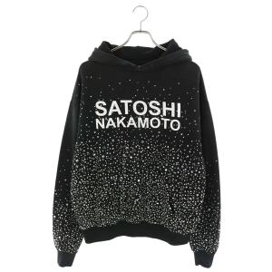 サトシナカモト サイズ:M ラインストン装飾ロゴプリントパーカー 中古 SB01