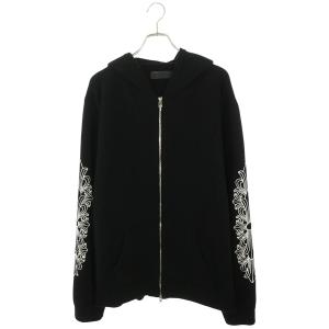 クロムハーツ サイズ:XXL U LIFE SENTENCE ZIP HD 袖フローラルカシミヤダガージップニットパーカー 中古 GZ11