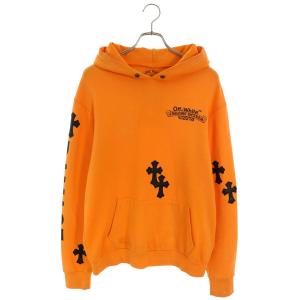 クロムハーツ オフホワイト サイズ:M HD PLVR V OFF WHITE クロスパッチロゴプリントプルオーバーパーカー 中古 SJ02
