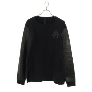 クロムハーツ スウェット サイズ:S クロスパッチ袖レザースウェット 中古 HJ12
