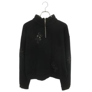 クロムハーツ サイズ:M Y NOT ハラコレザークロスパッチハーフジップスウェット 中古 SJ02