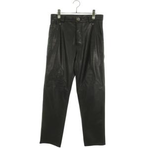 クロムハーツ サイズ:29インチ LTHR PANTS レザーパンツ クロスボールボタンフレアニーレザーロングパンツ 中古 OK15